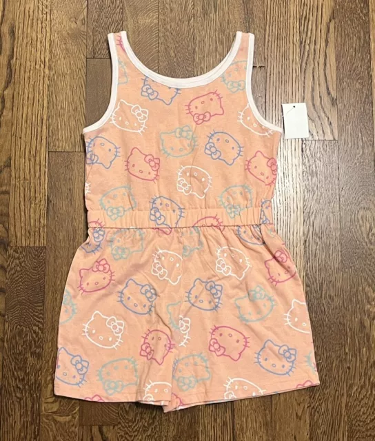 Hello Kitty Girl's Size Medium (7-8) Sleeveless Romper Peach