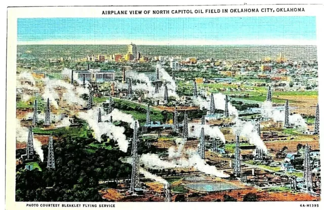 Postcard Oklahoma City  Oklahoma Airplane View of Oil Field on North Capitol