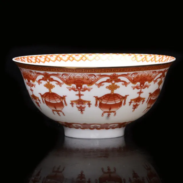 Chinese Porcelain Bowl Of Hand-painted Lantern W Qing QianLong Mark