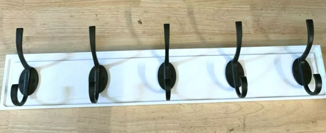 Hook Rack Home Decorators Snap Install 27 in. White with 5 Matte Black Hooks