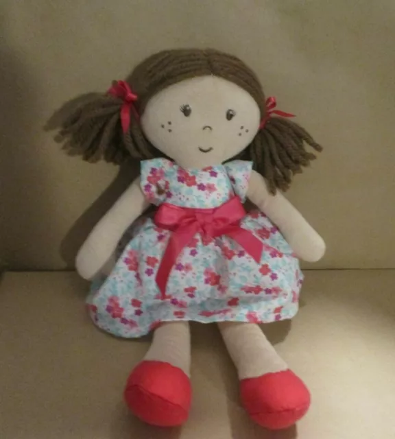 PINK Rag Doll 12" Comforter BROWN Hair Soft Toy MARKS AND SPENCER
