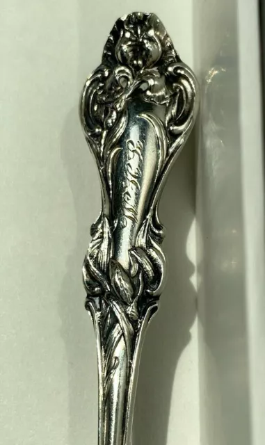 Antique Sterling Silver Spoon Capitol Frankfort Kentucky Iris Art Nouveau Signed