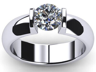 2.10 Ct Vvs1;Ice G-H White Moissanite Diamond Solitaire 925 Silver Wedding Ring