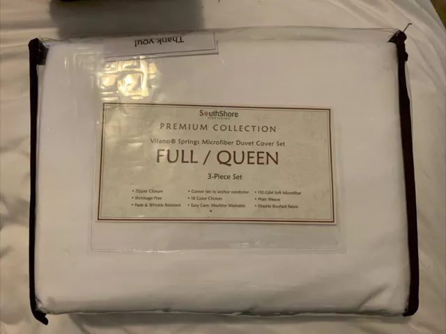 SouthShore Premium Collection Full/Queen 3 pc Duvet Cover Set White