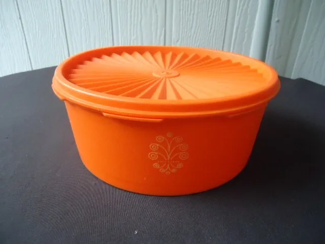 vintage retro tupperware orange biscuit cake canister 1205-12 servalier