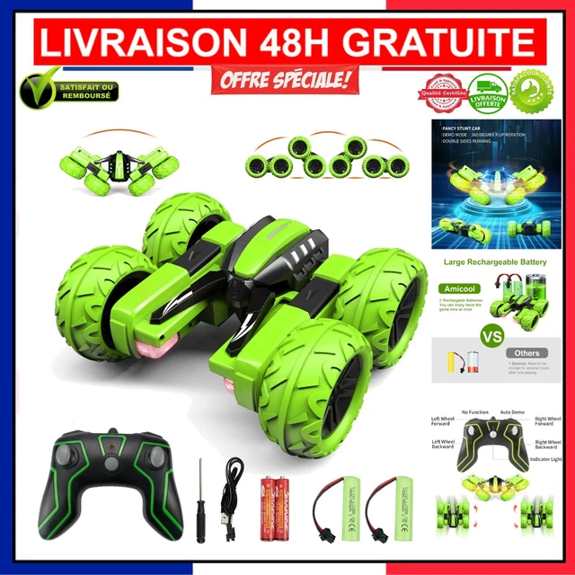 Gralal Voiture RC 2.4GHz 4WD – Rotation 360° Avec LED – Recharge USB – Cadeau Anniversaire