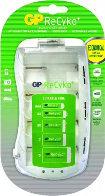 Cargador Universal GP ReCyko+ para todo tipo de pilas -nueva generación