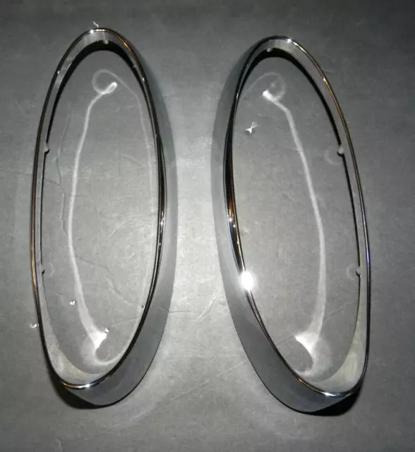 54 Chevy Belair Rear New Show Chrome Plated Pair Taillight Lamp Bezels 210 150