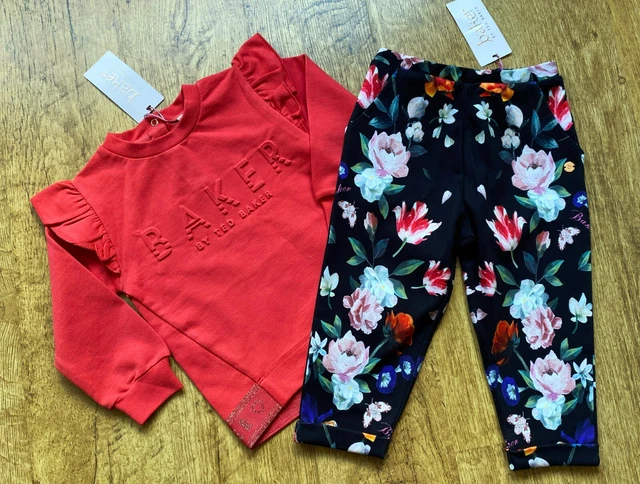 Ted Baker nuova felpa jogger 18-24 mesi set abito floreale 1,5-2 nuova con etichette floreale