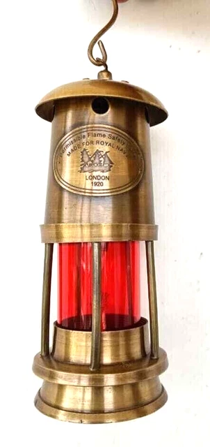 Lampe à huile de lanterne de navire marin nautique en laiton antique
