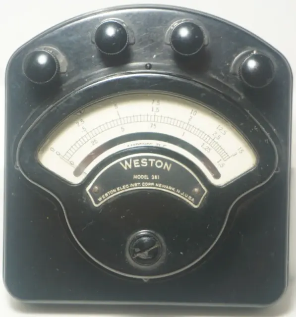 Vintage Weston Electrical Instruments Co Small DC 15 Voltage Amp Meter #281 #1