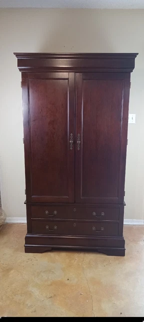 TV Cabinet Wood 2 Drawers 2 Shelves Cherry Amoire 74"Tall 40" Wide 25"Deep