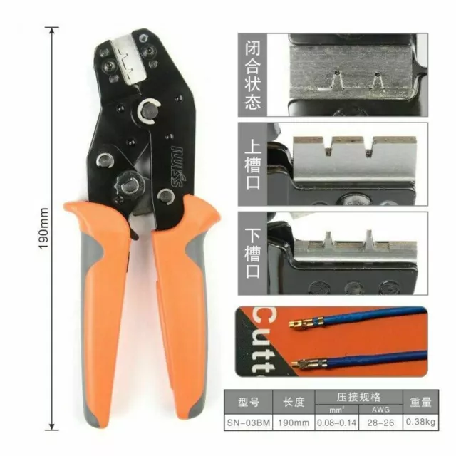 SN-03BM 0.08-0.14mm2 AWG 28-26 Terminal Hand Crimping Pliers Crimping Tool