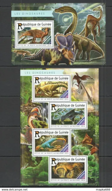 St183 2015 Guinea Dinosaurs Fauna Prehistoric Animals 1Kb+1Bl Mnh Stamps