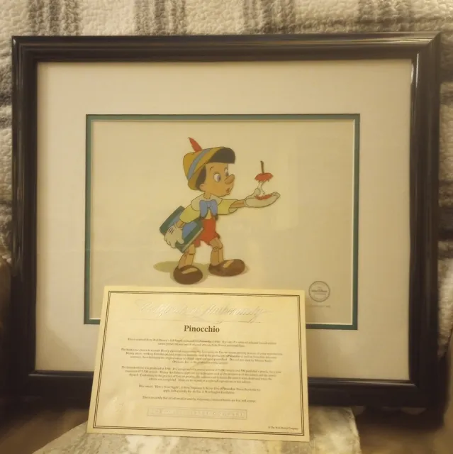 Disney Sericel Pinocchio "Here's Your Apple"  ONLY 5000 Made. 21.5"x18.5" Framed