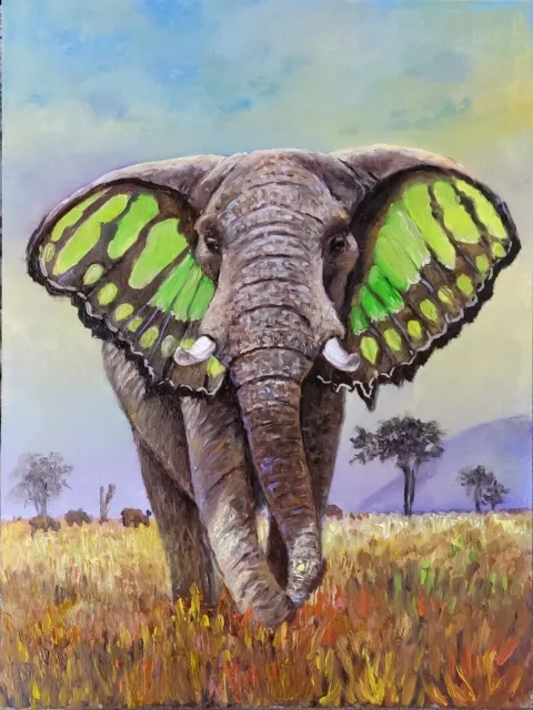 Elefante Sabana Pintura Elefantes Pinturas al óleo originales de SElenaV...
