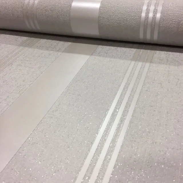 Stripe Wallpaper Luxury Textured Vinyl Glitter Silver Grey Quartz Fine DÃÂ©cor
