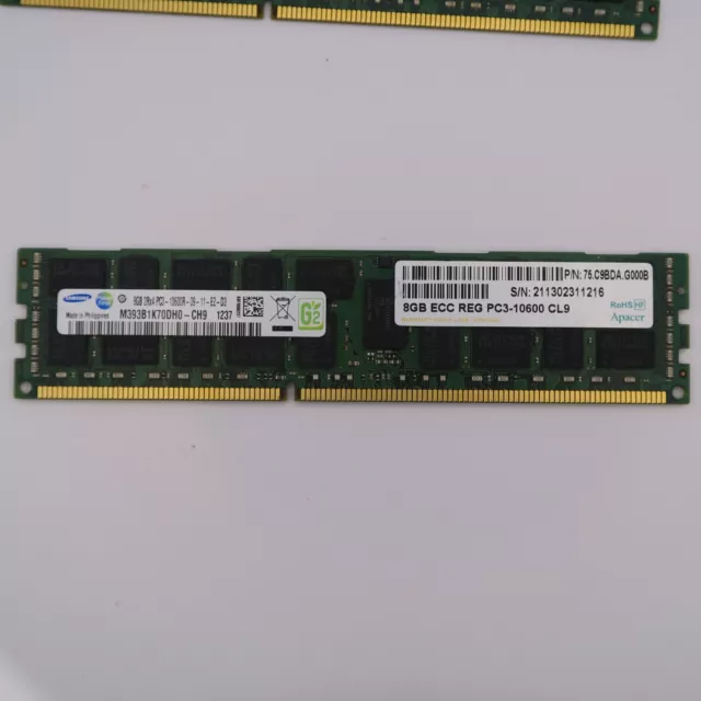 8GB (1x8GB) Samsung REGISTERED ECC DDR3 memory ram, M393B1K70DH0-CH9, 10600R