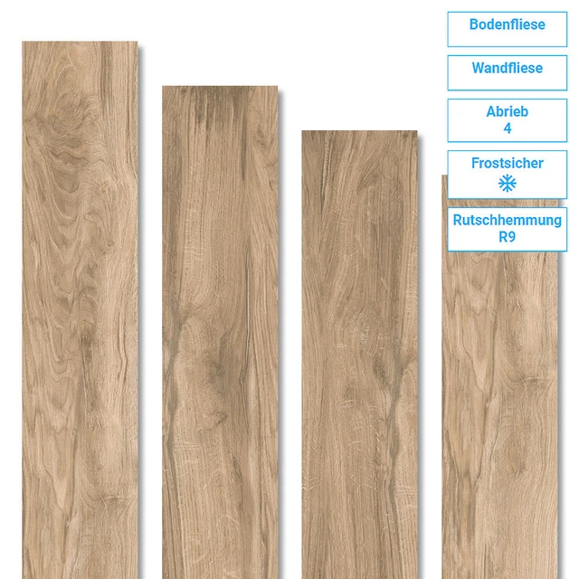 Fliese Wand Boden Braun Matt Frostsicher Fußbodenheizung 1,2QM 20x120 9mm R9/A