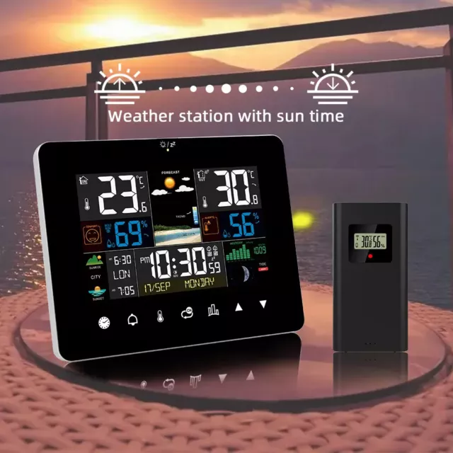 Multifunction Weather Station Alarm Clock Thermometer Hygrometer Touch Screen