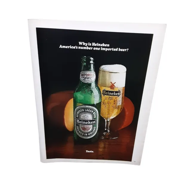 1981 Heineken Beer Taste Mancave Ad Vintage