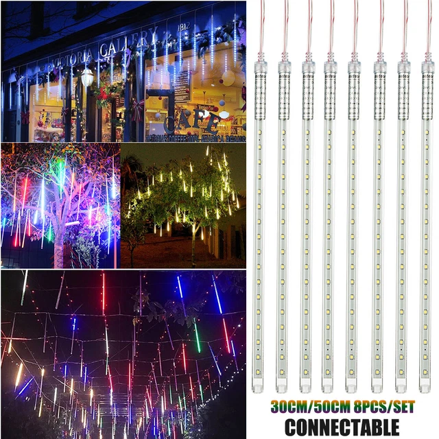 8Tubes LED Meteor Shower Rain Lights Falling String Light Drop Icicle Christmas