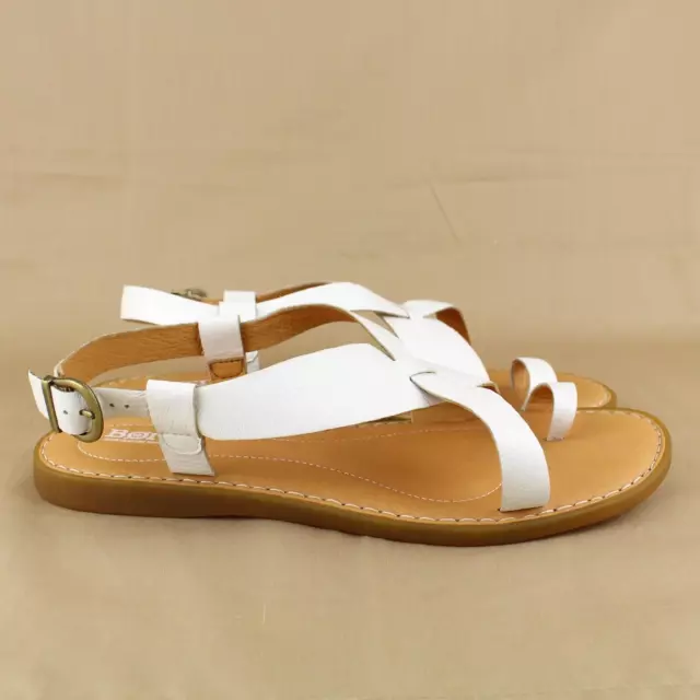 Born Inya Womens Size 11M White Leather Toe Loop Slingback Sandals Shoes
