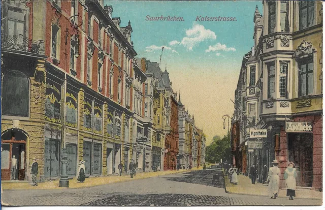 AK Saarbrücken, Kaiserstraße, Passanten, Apotheke