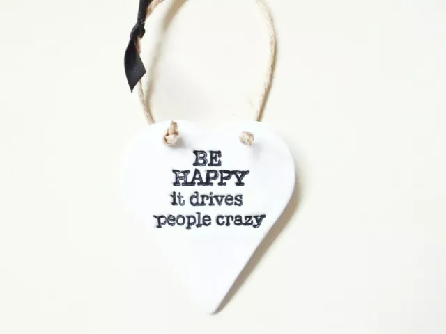 Be Happy Funny Life Quote Heart Ornament Home Decor Positive Motivational Gift