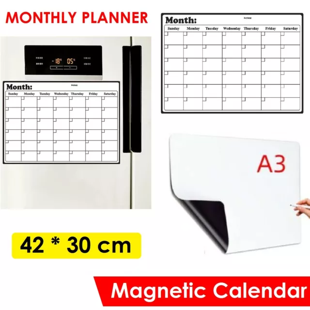 Portable Magnetic Fridge Calendar Whiteboard Monthly Weekly Daily Planner Board