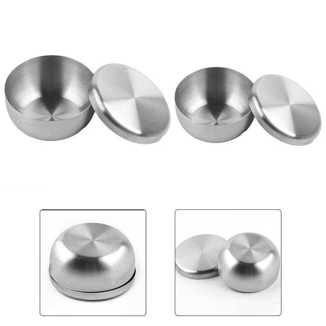 Small and Portable Silver Stainless Steel Rice Bowl Perfect for Outdoor Camping