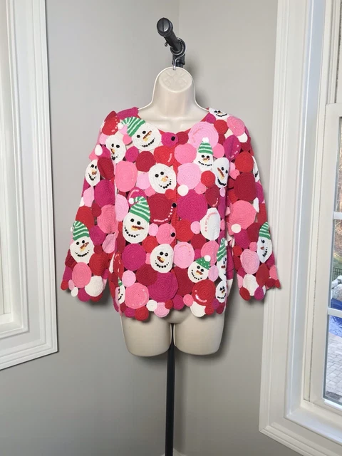 Vintage Michael Simon Collectors Crocheted Christmas Cardigan - Women’s Medium