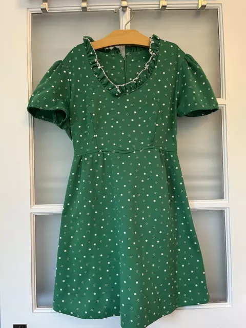 True Vintage Green Mini  Dress Jersey Polyester 70’s  Fits Girl 14 Or Woman S