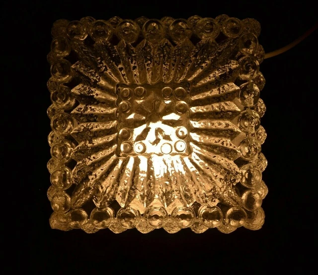 ANCIEN PLAFONNIER APPLIQUE HOLOPHANE carré 22 cm . dlg RZB ERCO LIMBURG KALMAR