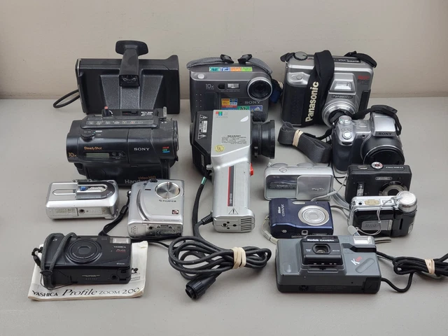 (FOR PARTS) Camera & Camcorder Lot: Assorted Models, Formats, & Brands