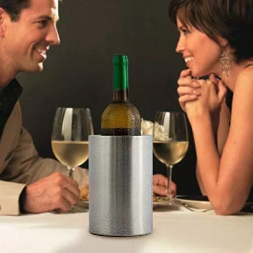 Wine Bottle Cooler Stainless Steel Ice Bucket Double Wall Brushed Finish