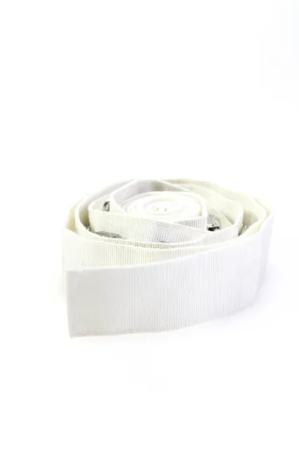 Dolce and Gabbana Womens Grosgrain Strap Crystal Tie Front Belt White One Size