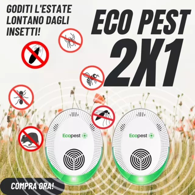 ECOPEST 2X1 per insetti ragni vespe calabroni zanzare mosche da interno repellen