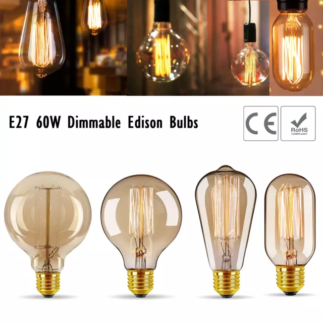 E27 Schraube 60W Filament Edison Glühbirne Retro Vintage Kurzschlusskäfig Antike