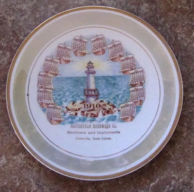 Vintag Antique Souvenir Calendar 1910 Advertising Plate Centerville South Dakota