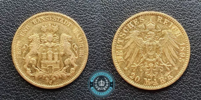 Kaiserreich 20 Mark 1895 J Freie und Hansestadt Hamburg Gold Münze