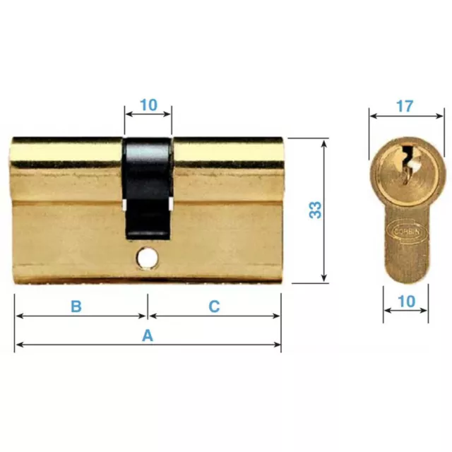 CILINDRO EUROPEO Corbin 45/55 Ottone - non frizionato