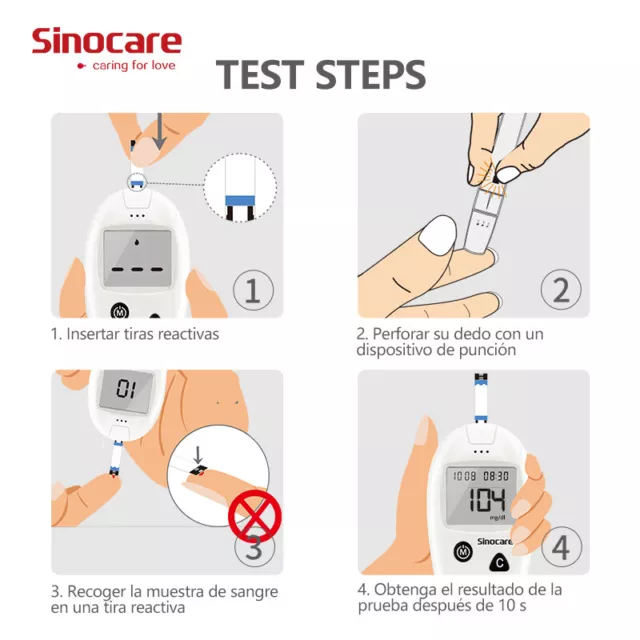 Sinocare ACCU Glucometro medidor glucosa en sangre medir azucar Glucómetros 3