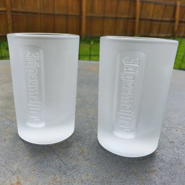Jagermeister Frosted Shooter Shot Glasses • Lot of 2 • 3 1/2"h