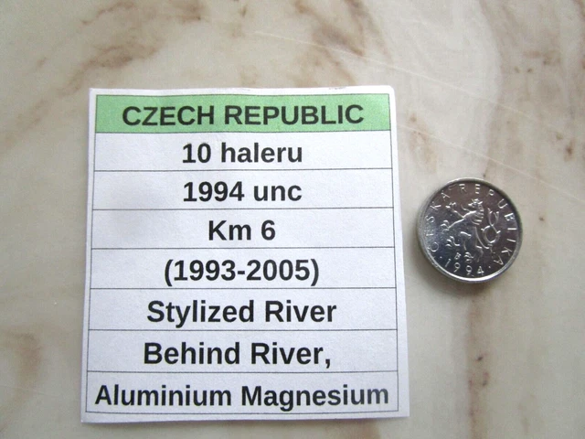 CZECH REPUBLIC, 10 haleru, 1994 unc, Km 6 (1993-2003)