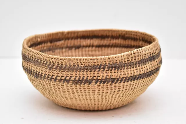 Antique pomo Striped NORTHERN California Native American Indian Basket 7.5" Bowl