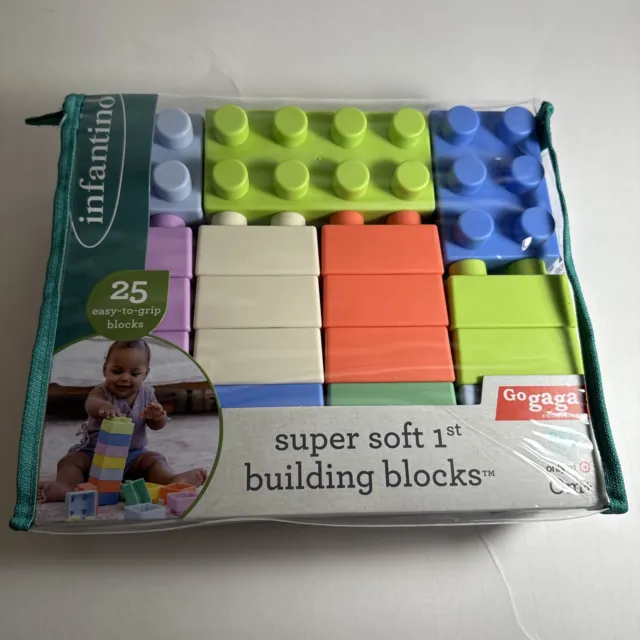 NEW Infantino Super Soft 1st Building Blocks BPA Free Soft Silicone 25 Pieces