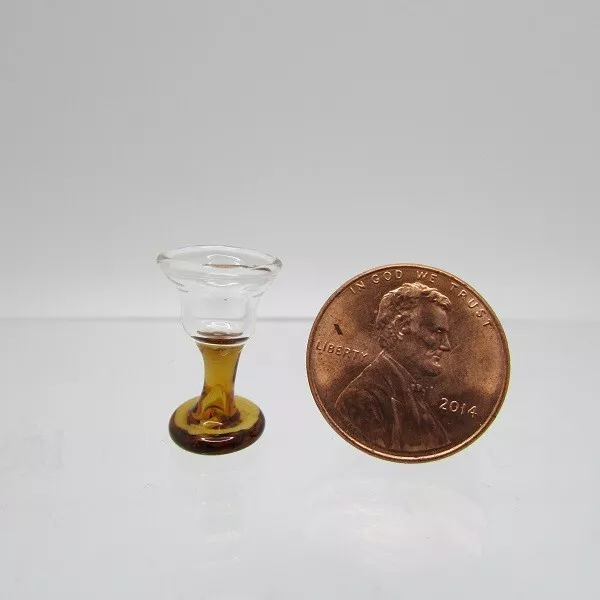 Dollhouse Miniature Real Glass Wine Glass With Amber Base  IM65077