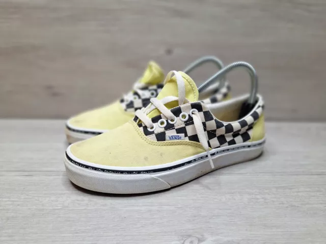 VANS YELLOW BLACK PLAID SLIP ON TRAINERS UK 8 old skool era tartan