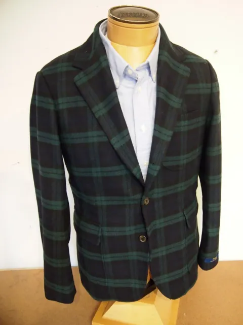 Polo Ralph Lauren Wool Blend 3 Button Blackwatch Plaid Blazer NWT 42R $448